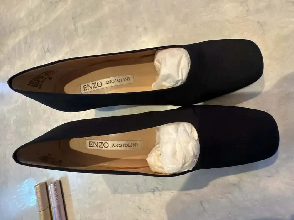 Enzo Angiolini Black Square Toe Heels Size 8M